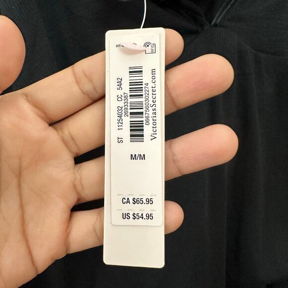 Victoria Secret‎ Ribbed Modal Velvet Trim Cami Shorts Set Black Size Medium NWT - Picture 8 of 14